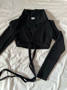 DANIELLE BERNSTEIN Black Knit Wrap Sweater
